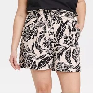 Who What Wear 4X paper bag style shorts linen rayon